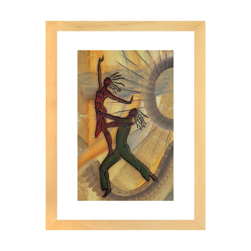Danseurs par Fred Odle-impression, Blanc, H 24 po x l 16 po x P 1 po, Toile avec cadre en bois beige