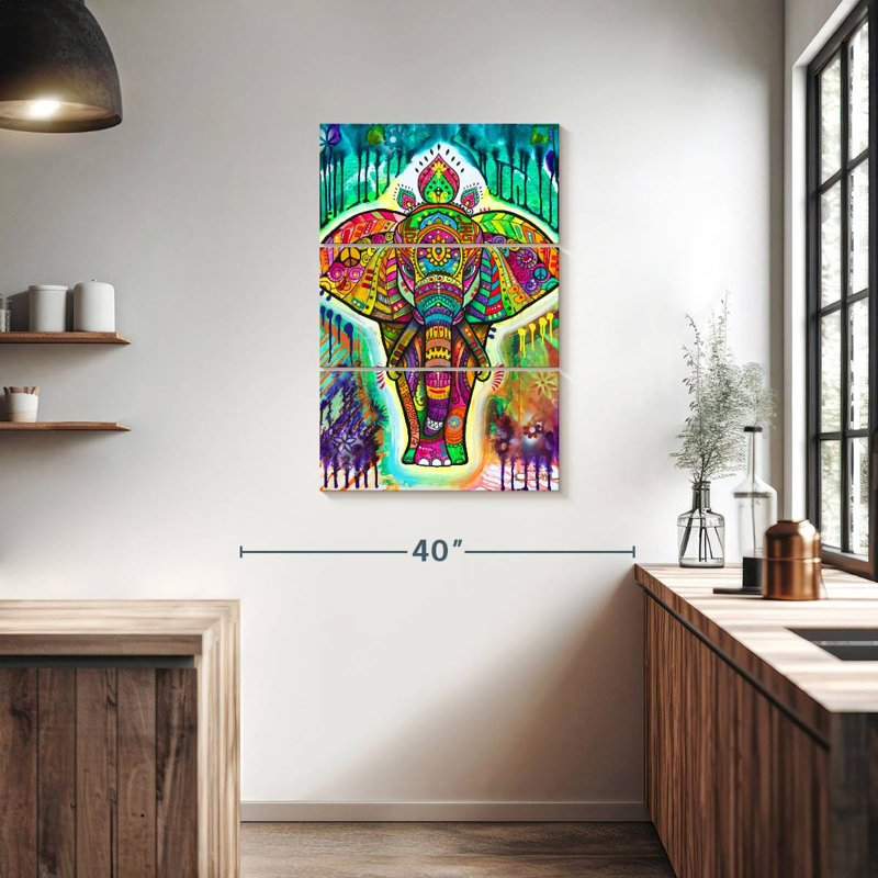Brampt Rainbow Elephant II, 38" H x 24" W