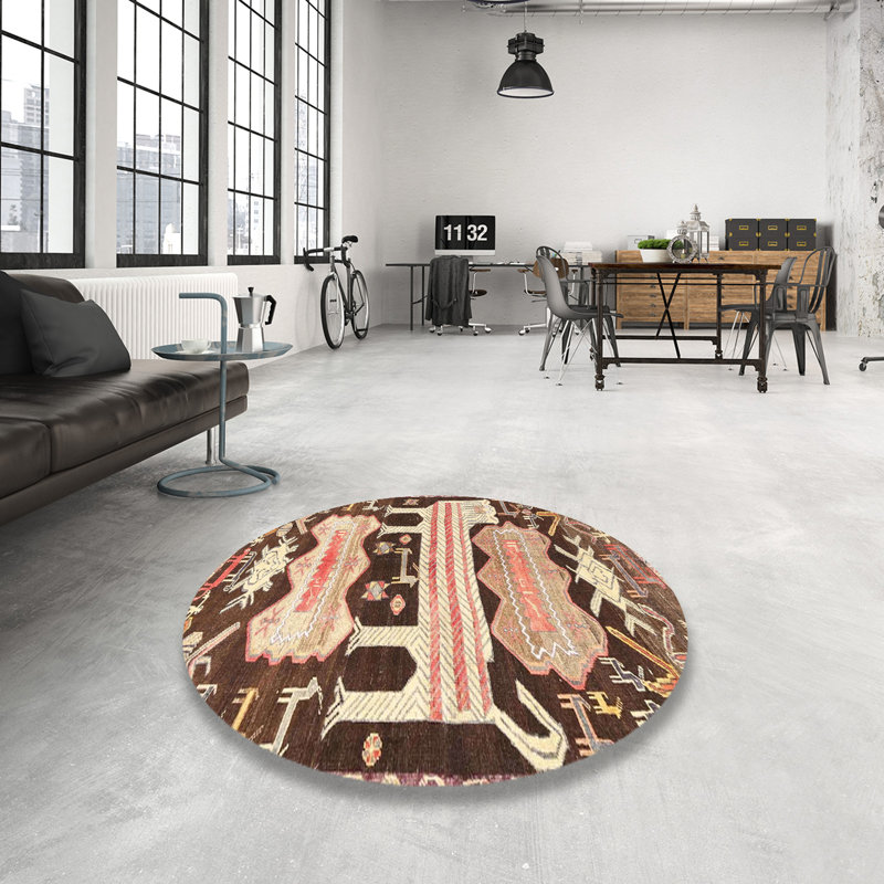 Tapis traditionnel brun clair, Rond 3 pi