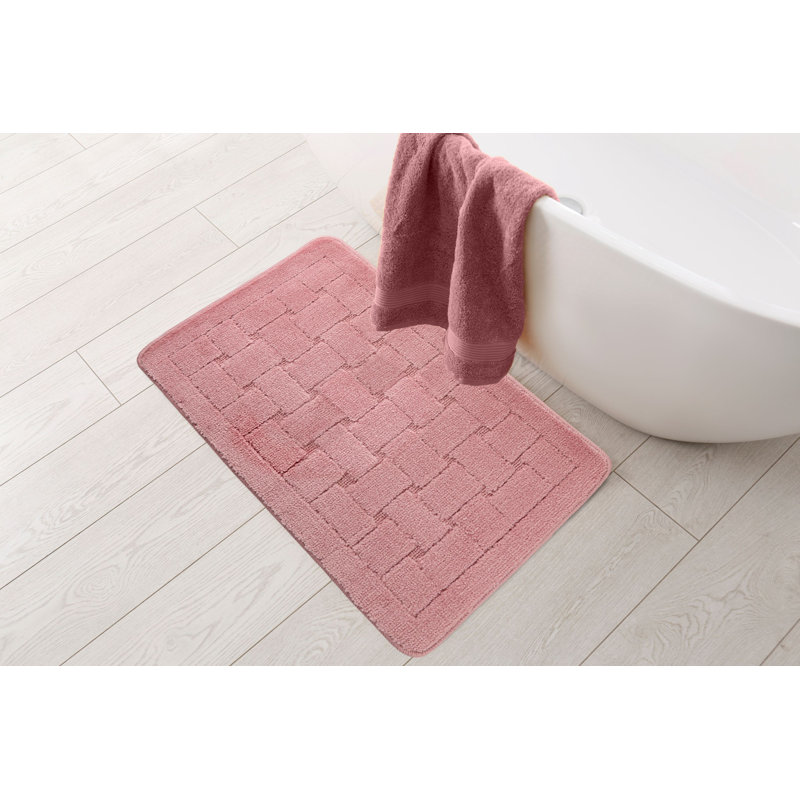 Architha Polypropylene Plastic Non-Slip Bath Mat, Blush Pink
