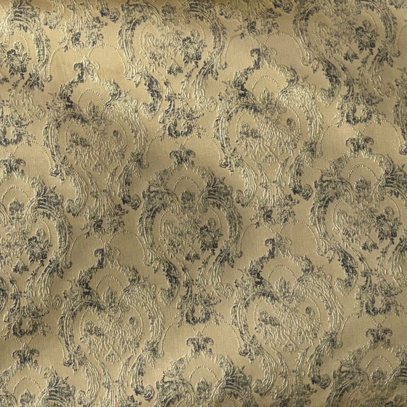 Tissu zalara | Tissu texturé en soie synthétique damassé | Couleur or, Doré
