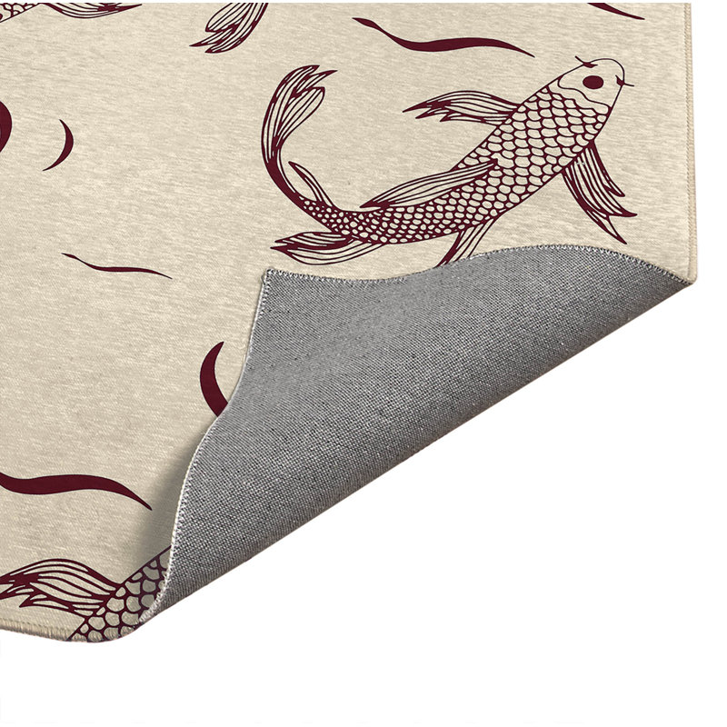 Tapis de cuisine Koi Fish, Rectangle 5' x 7', Wine Animal Print