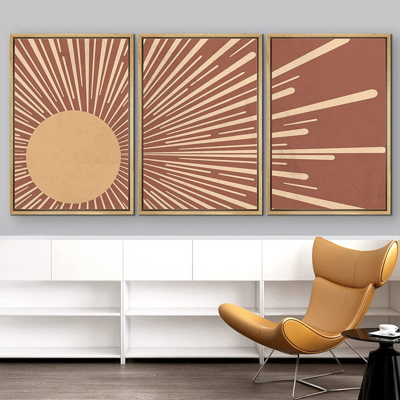 3 pièces, cadre flottant, impression sur toile, H 24 po x l 48 po x P 1,5 po, Naturel