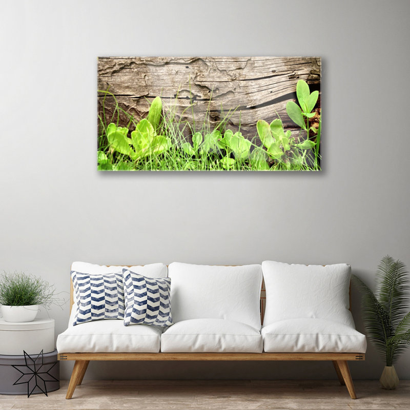 Floral Grass Leaves - No Frame Print on Glass