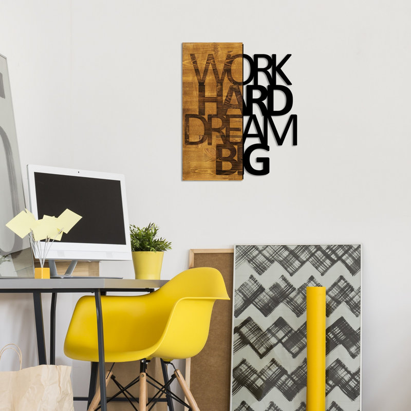 Decorative Wooden Wall Accessory, Walnut & Black, 18.9 x 22.8 inches | 50% Wood (Thickness: 1.2 inches) & 50% Metal | Unique Design for Home Décor, Easy Wall Hanging | Natural Variation in Color & Texture