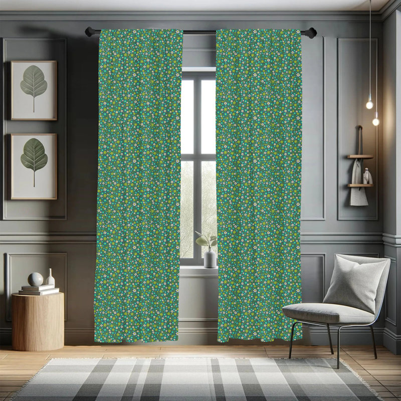 Floral Semi-Sheer Rod Pocket Sliding Panel, 28" x 84"