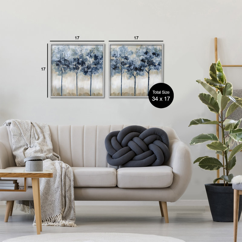 «Dappled Tree Impressions», ensemble de 2 impressions giclées encadrées, design par Nan, 17" H x 34" W