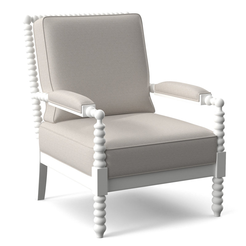 Jamilla Armchair, White Textured Performance; 0865-91, Frost White Finish