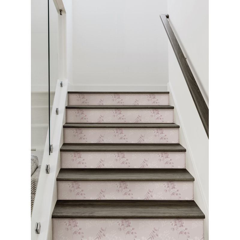 Montant d'escalier en vinyle Breezy Blooms, H 7 po x l 48 po, Rose