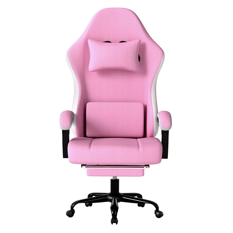 Metro Lane Adjustable Swiveling Gaming Chair Game Chair with Footrest, Pink