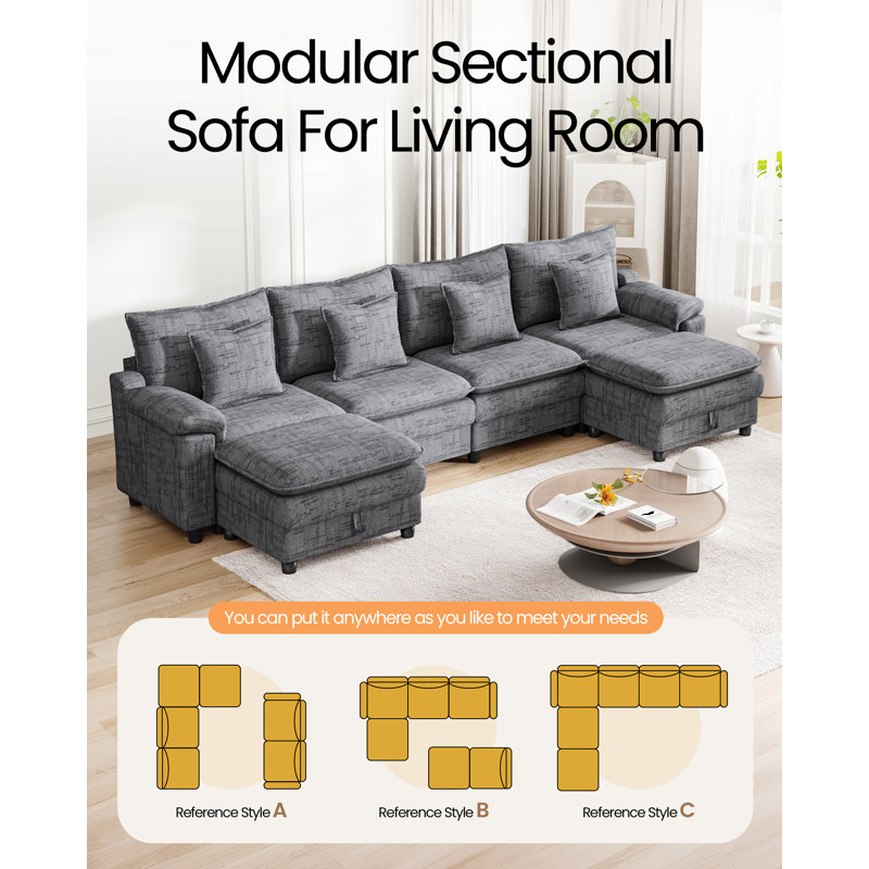 Sofa, 87 cm H x 298 cm W x 80 cm D