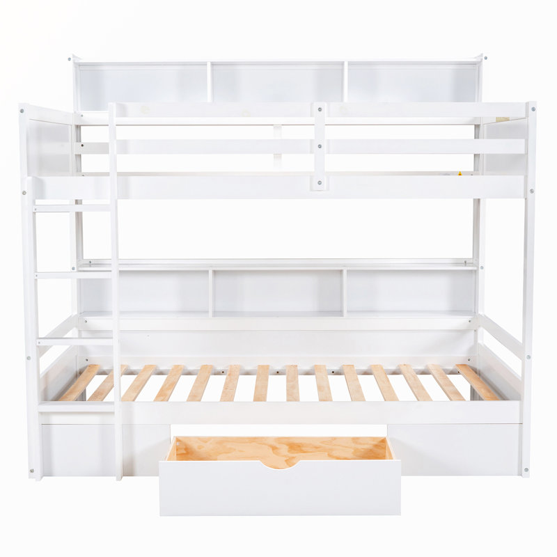 Genesy Kids Twin Bunk Bed with Trundle, White