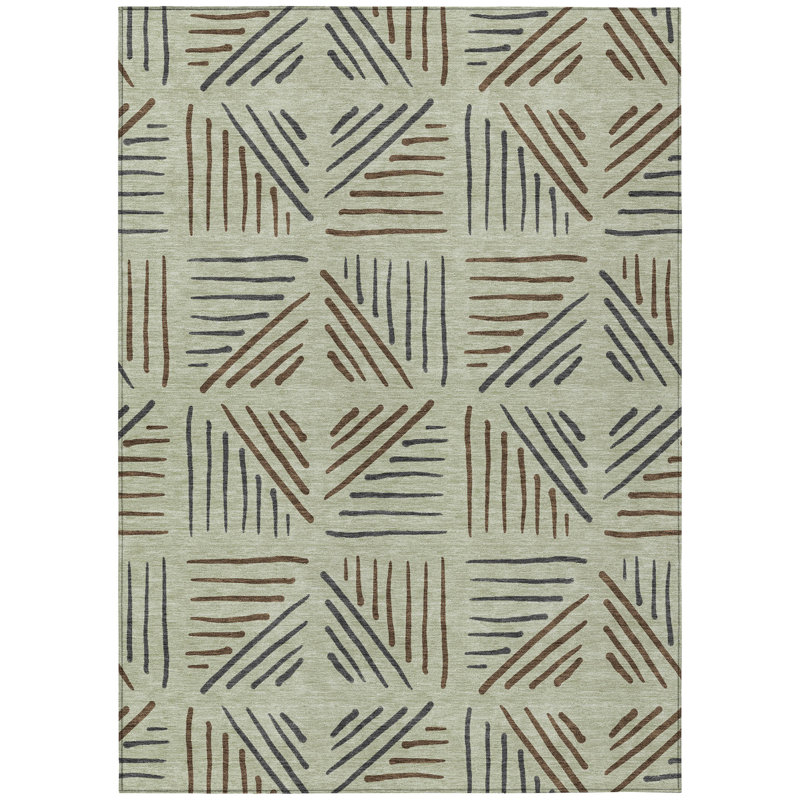 Machine Washable Indoor/Outdoor Kugler ACN2413 Geometric Rug, Rectangle 8' x 10'
