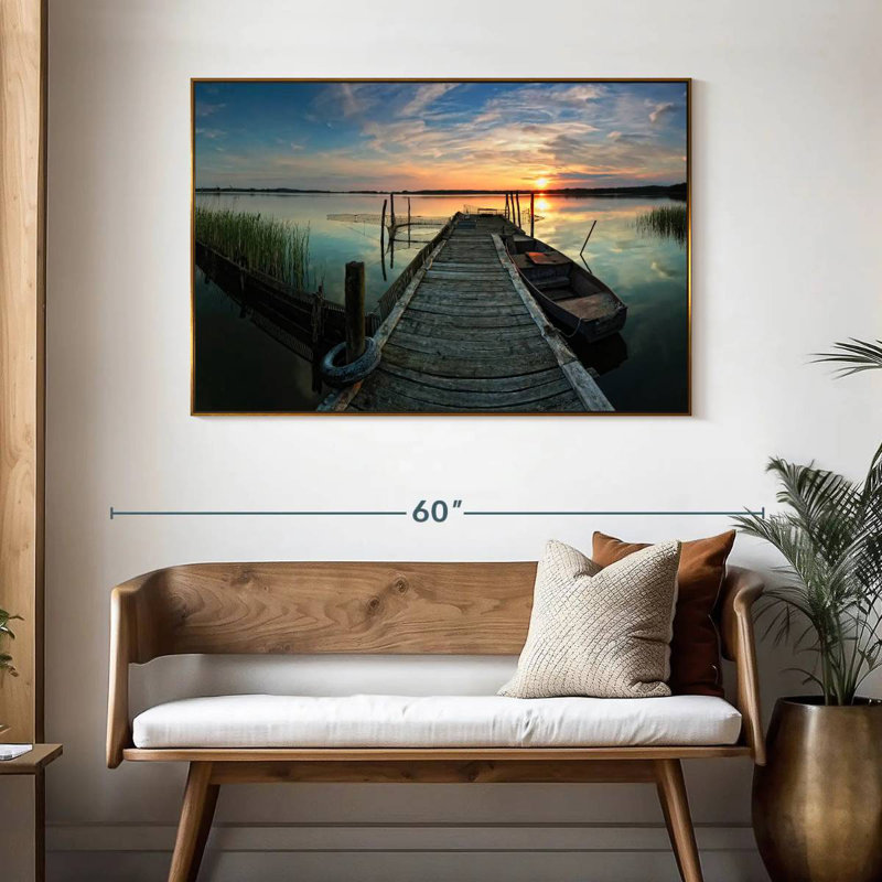 Fishing Trip, 46" X 31", Floating Frame Gold