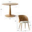 Ensemble de table de salle à manger pour 4 personnes avec table ronde et 4 chaises rembourrées en tissu