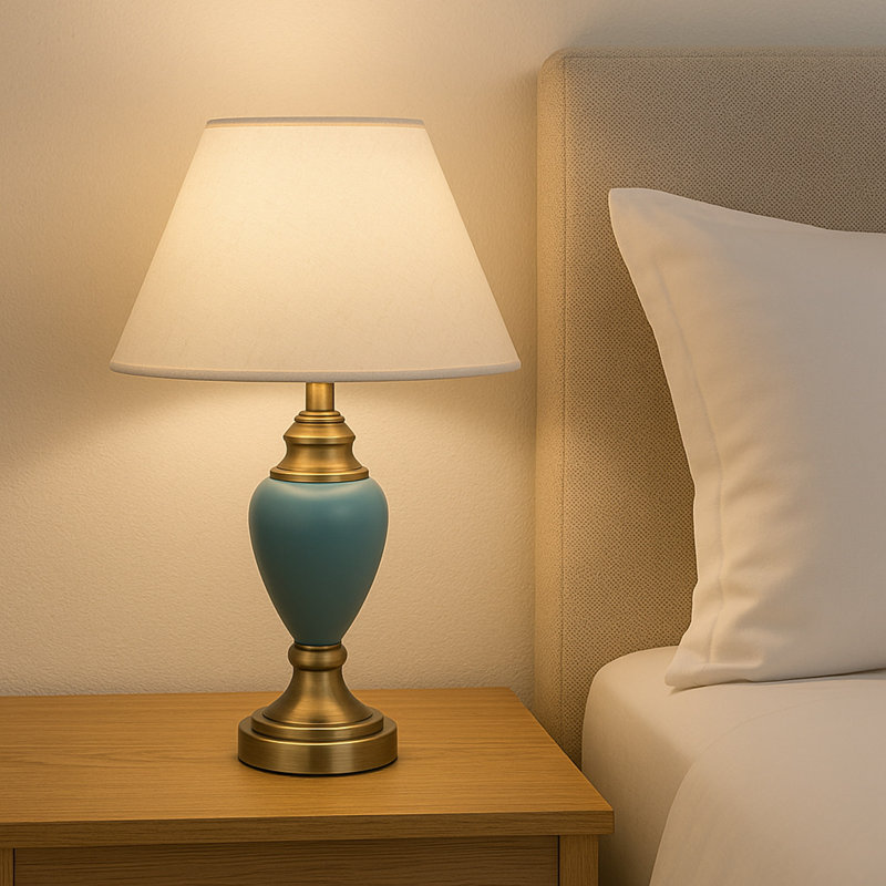Ehrenfeld 43Cm Classic Antique Touch Bedside Table Lamp, Blue