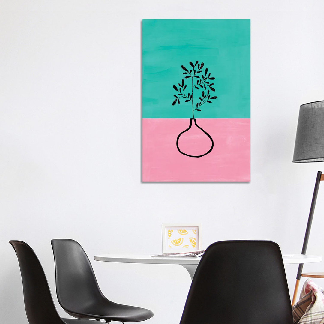 Turquoise House Plant by EnShape - Wrapped Canvas Print