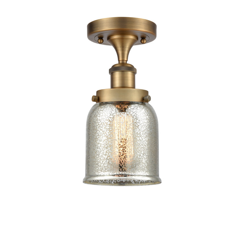 Plafonnier semi-encastré 1 lumière Alixs, Laiton brossé, H 11 po x l 5 po x P 5 po, Ampoule non incluse
