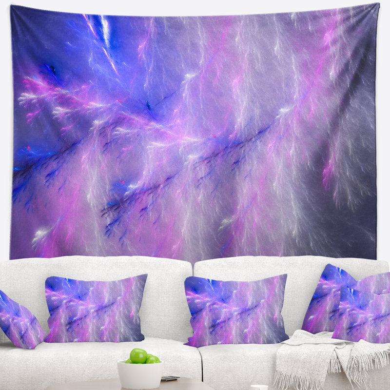 Tapisserie abstraite mystique bleu ciel tonnerre, H 68 po x l 80 po
