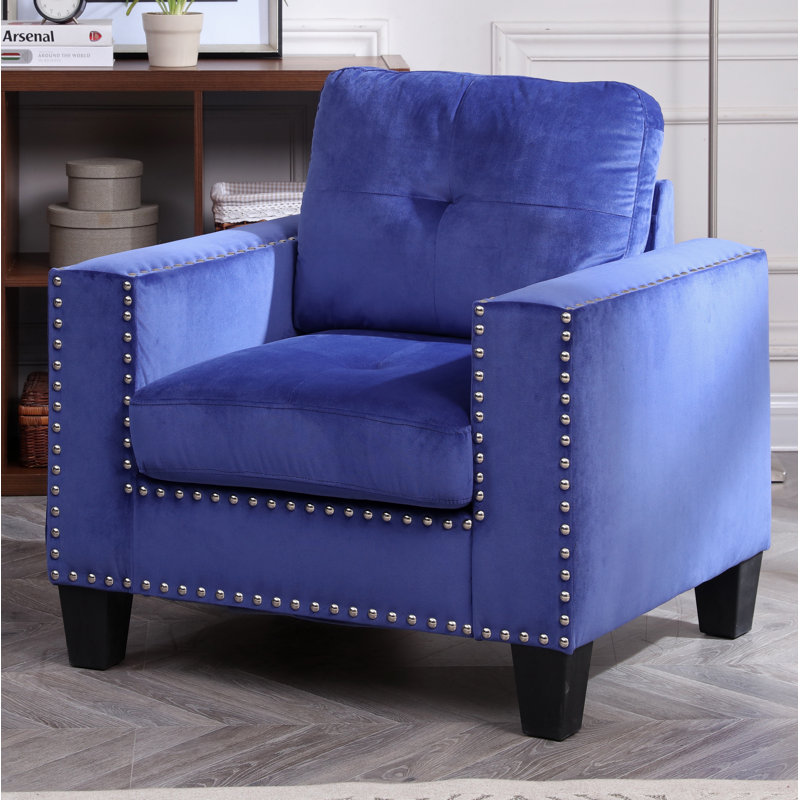 Caceres Velvet Armchair, Navy Blue