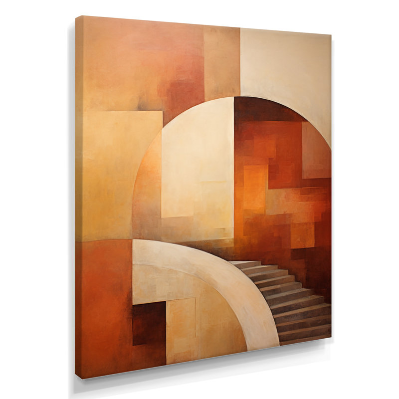 «Stairway To The Side» - Collages abstraits, art mural, H 44 po x l 34 po x P 1,5 po, Toile tendue