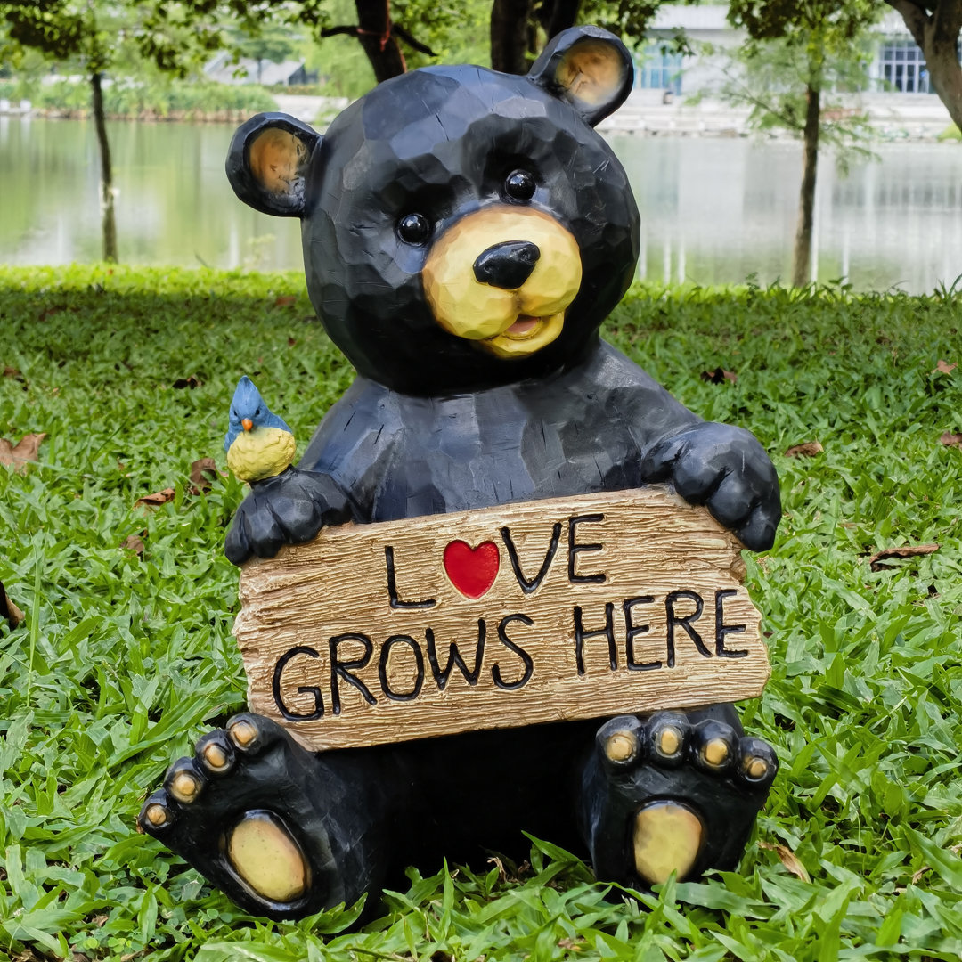 Sitting Bear Holding Love Sign Garden Decor Hi-Line Gift Ltd.
