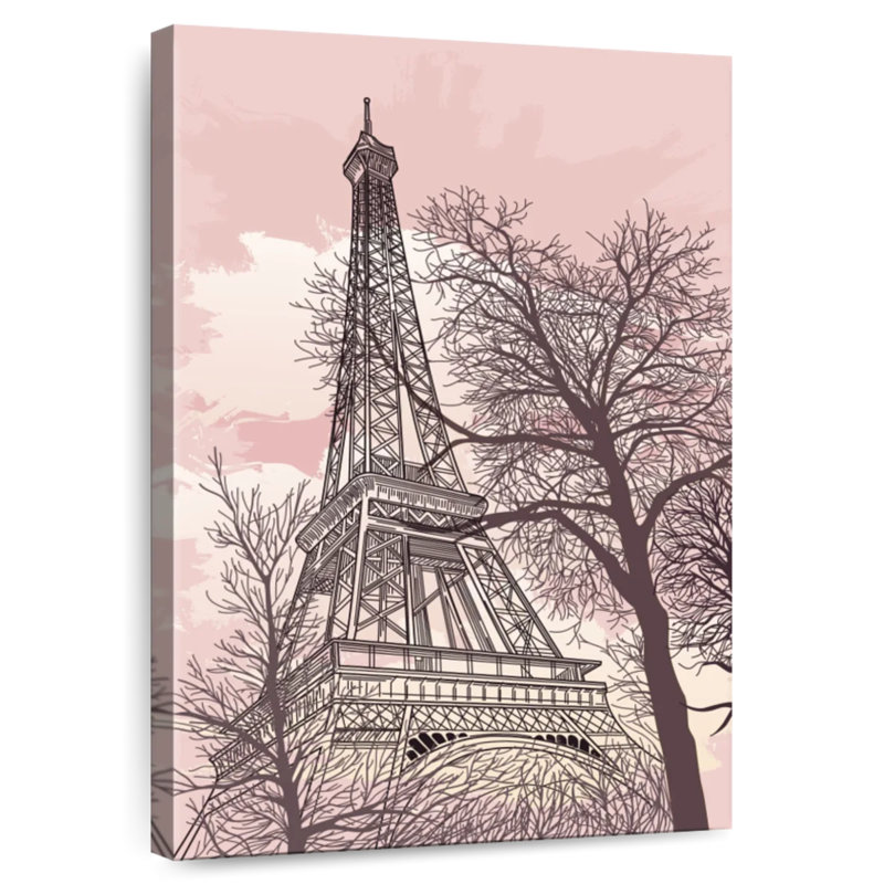 Aime Eiffel Tower Pink Sky, 51" H x 34" W