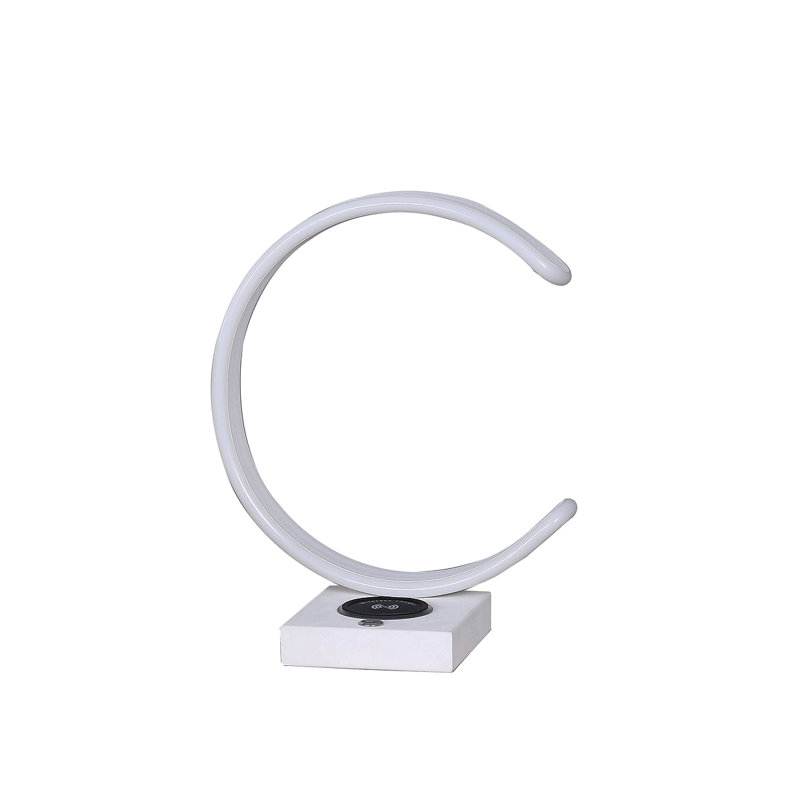 Lampe de table 13,5 "en forme de C avec port USB / chargeur sans fil