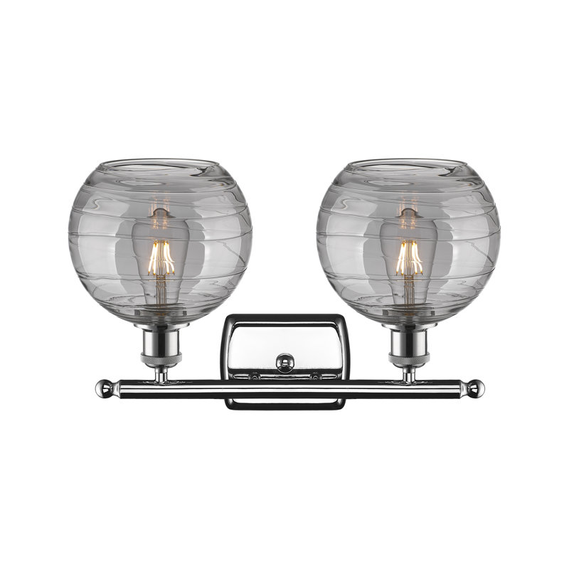 Éclairage pour meuble-lavabo à 2 lumières à intensité variable Halvorson, Chrome poli, Ampoule non incluse, Gris fumée clair