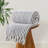 Textured Knit Tassel Throw Blanket, 50" x 60", Soft Polyester Blanket for Sofa and Bed-135150973