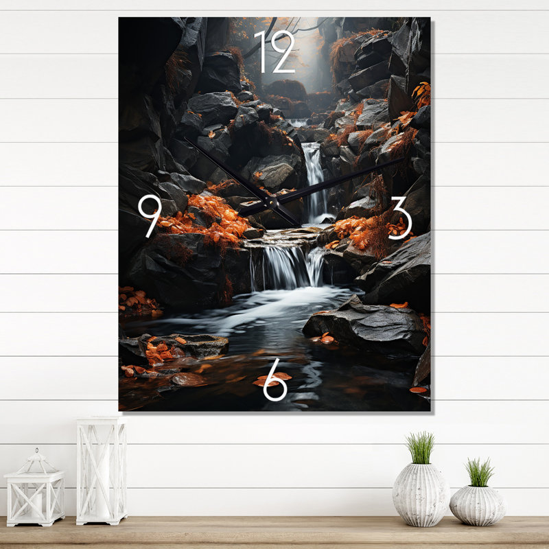 Waterfall Harmony In Motion - Landscapes Wall Clock Oversized, Medium