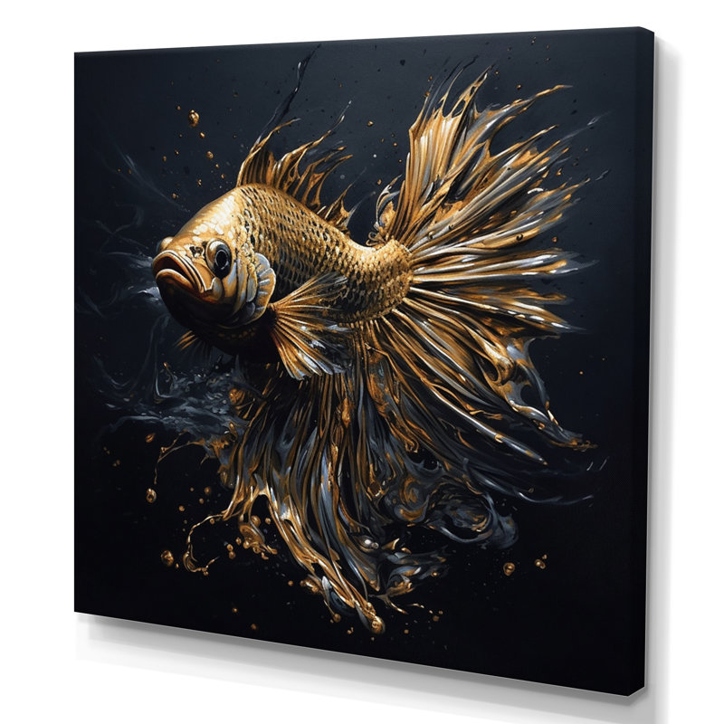 «Gold Fish in the Ocean I», impression sur toile, H 16 po x l 16 po x P 1 po, Toile tendue