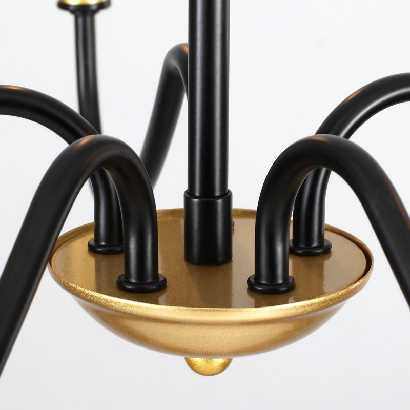 Jeneanne Dimmable Classic/Traditional Candle Style Chandelier, Black/Gold, 5 Lights
