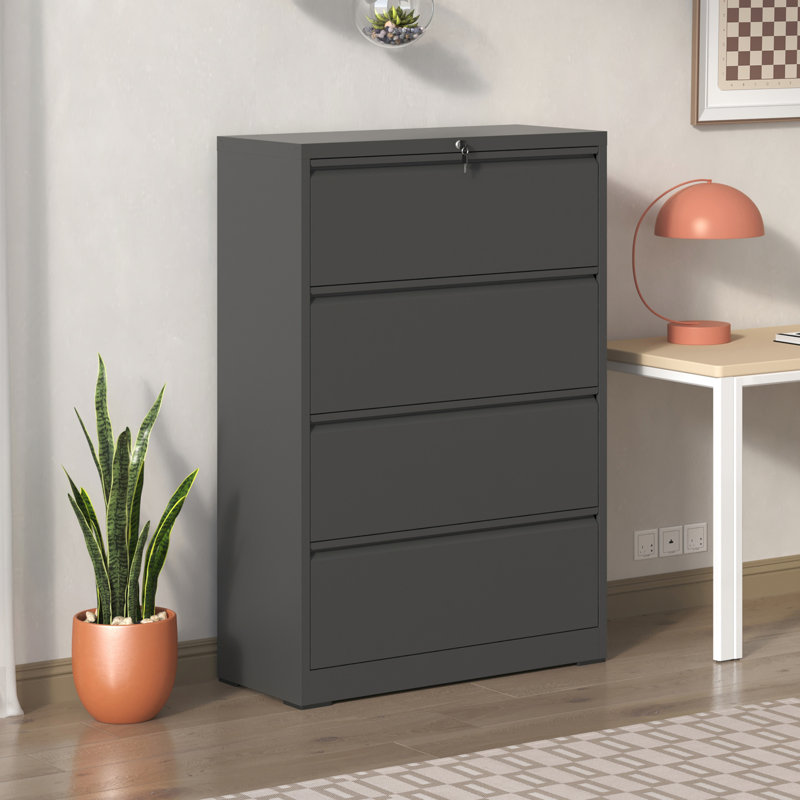 4 classeurs latéraux, métal robuste, glissières à extension silencieuses, formaldéhyde intelligent et quincaillerie Space Office Solution, 30 pièces pour la maison
