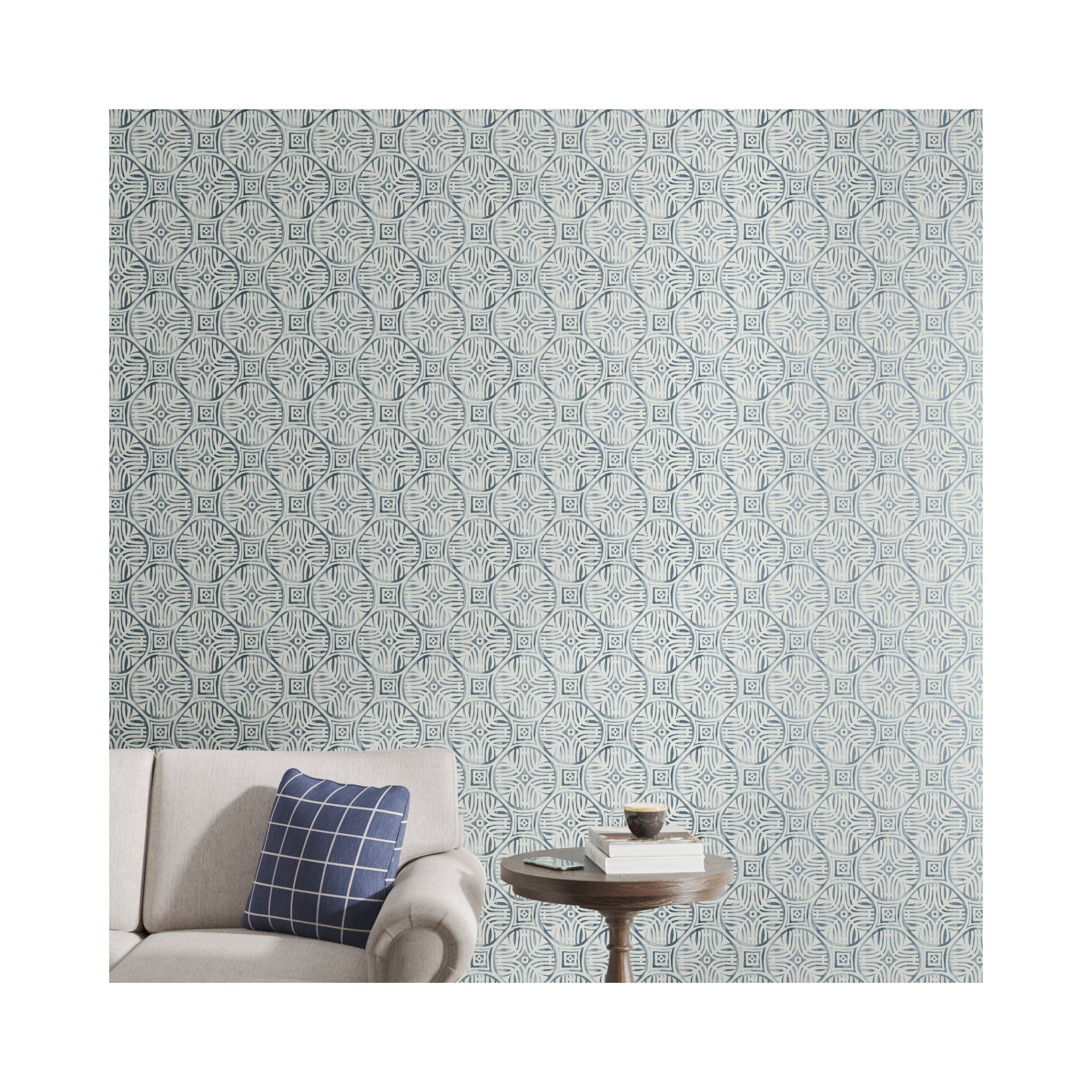 Suniti Prepasted Medallions Wallpaper, Blue