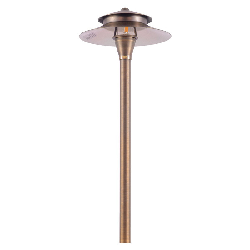 Low Voltage Brass LED Pathway Light with Warm White Bulb