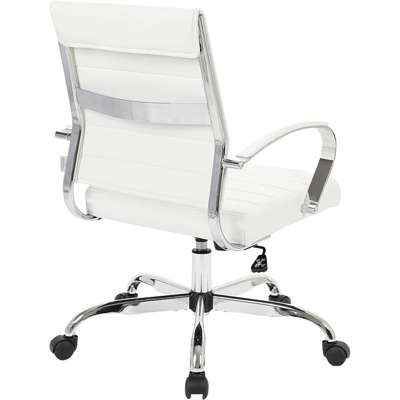 Fauteuil de bureau en cuir LeisureMod Benmar, Blanc