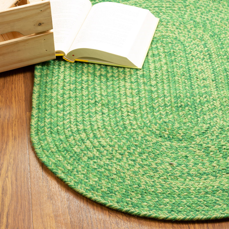 Tapis vert tressé à la main Zslater, Ovale 3 pi x 5 pi