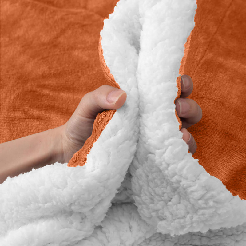 Misuzu Super Soft Reversible Sherpa Fleece Blanket, Rust, Single