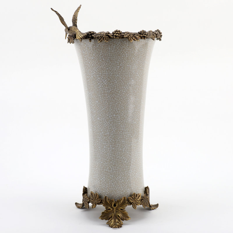 White Crackle Handcrafted Porcelain China Table Vase