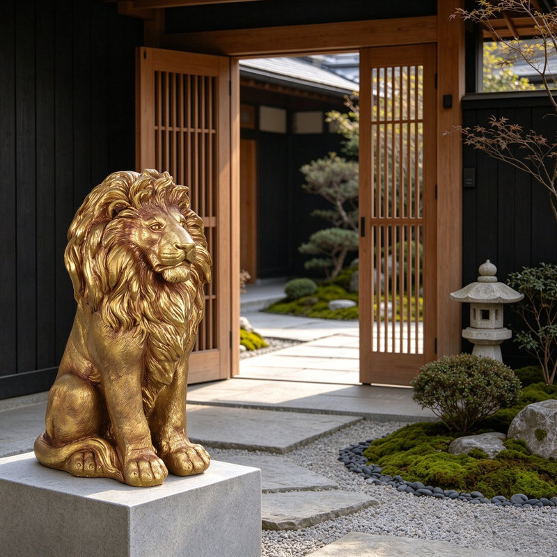 Statue de jardin lion, Gold