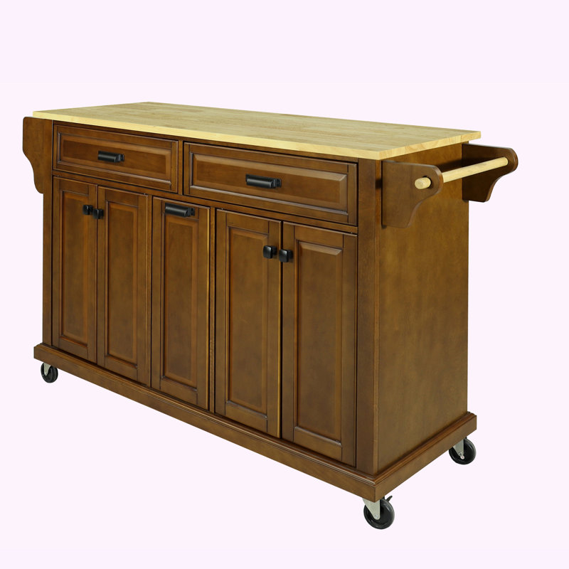 Jonah Solid Wood Top Kitchen Island, Mahogany