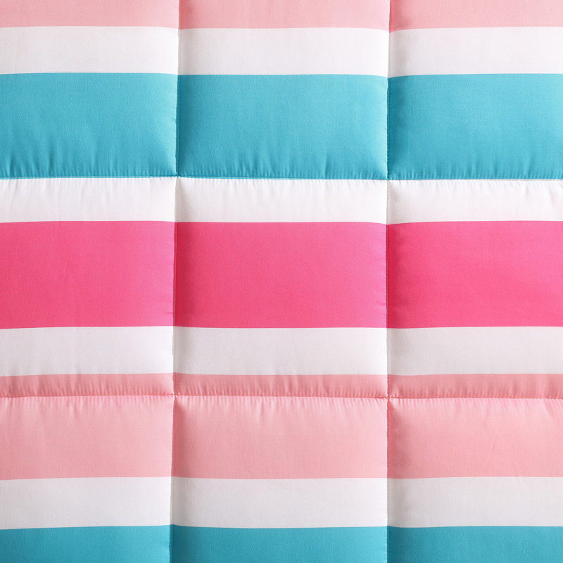Nautica Kids Cru Comforter Bonus Set, Queen Comforter + 2 Standard Shams + 1ThrowPillow, Pink Striped