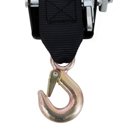 Treuil manuel de 600 lb, avec sangle noire de 19,6 pi, coque orange et noire, treuil portatif à rapport de vitesse de 3,1: 1, cliquet bidirectionnel, treuil à manivelle à main pour remorque, bateau ou VTT