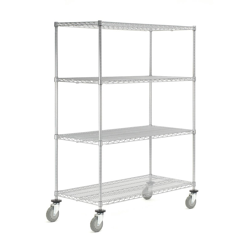 Rayonnage à roulettes, Acier inoxydable, H 69 po x l 60 po x P 24 po