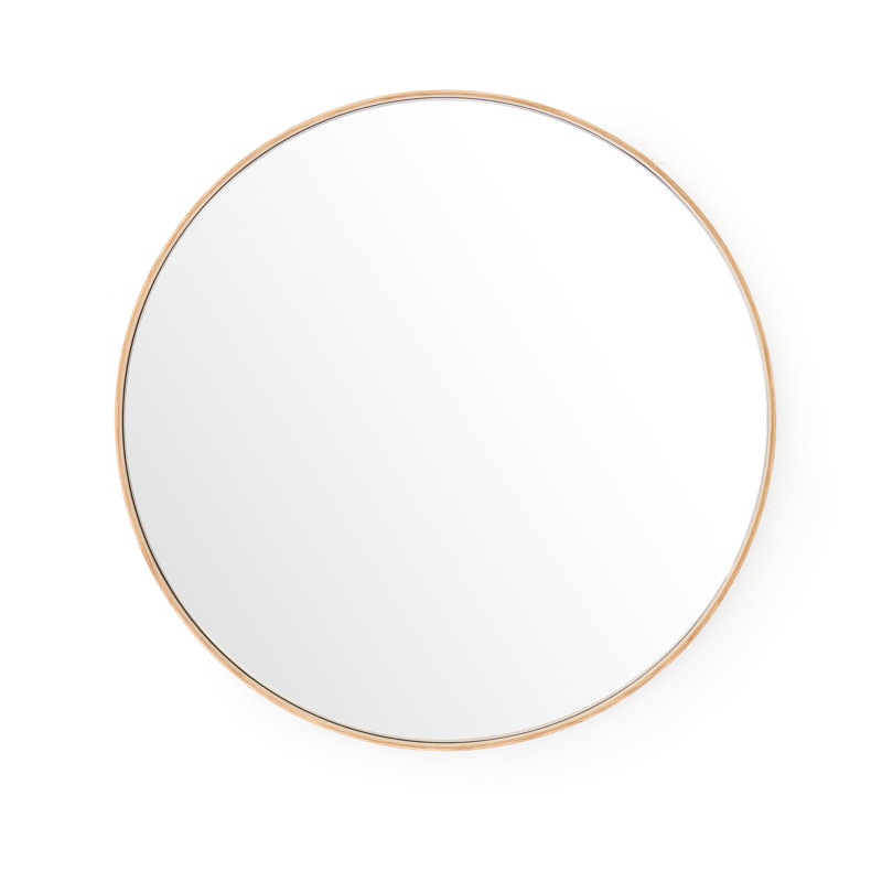 Baum Nordic Round Bathroom Framed Mirror Wall Hanging, 66cm H x 66cm W x 4.5cm D, Dark Oak