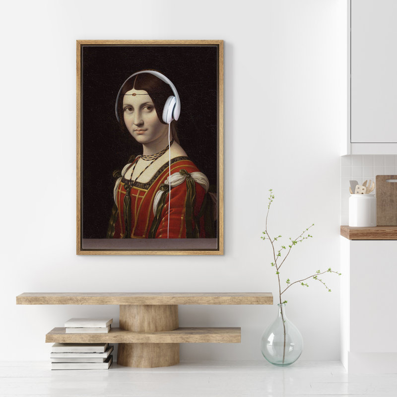 " Renaissance Music Headphones ", Natural Floater Framed, 36" H x 24" W
