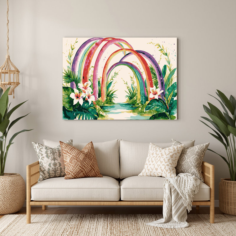 Art mural en métal hawaïen arc-en-ciel blanc, H 8 po x l 10 po