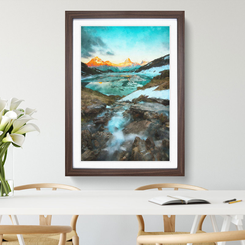 Mountain View in Switzerland - Picture Frame Painting Print, Walnut Framed, 63cm H x 45cm W x 2cm D