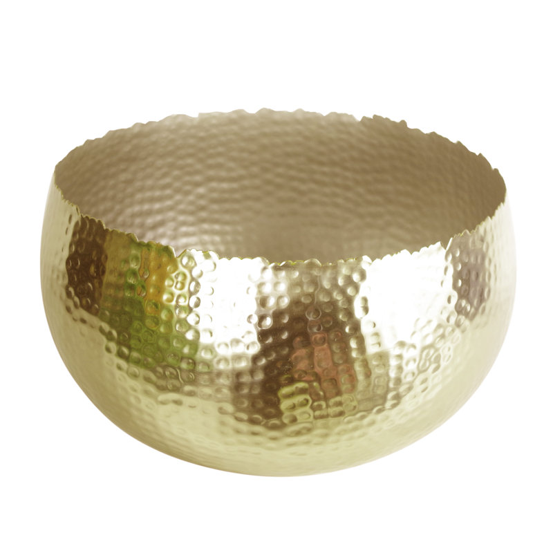 Steen Handmade Metal Cachepot, Gold, 20 cm H x 30 cm W x 30 cm D